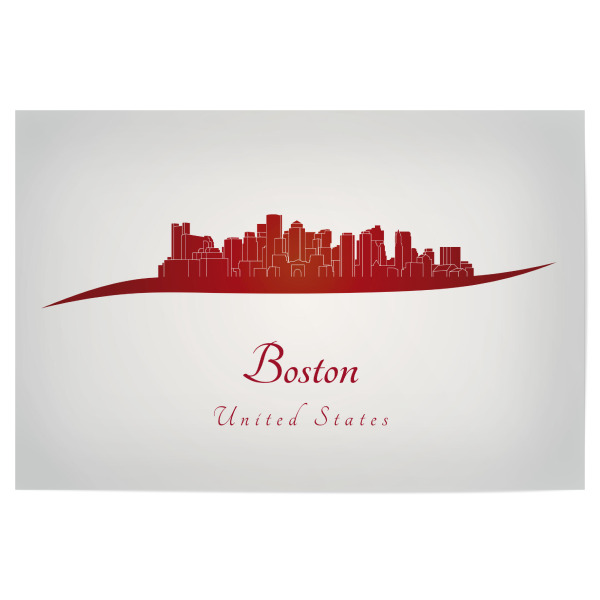 Poster 30x20 cm "Boston-Skyline im Rot" artboxONE - Städte,Architektur - Skyline,Stadt,Denkmäler,Metropole,Reise,Tourismus,Geschenk,Rot,Amerika