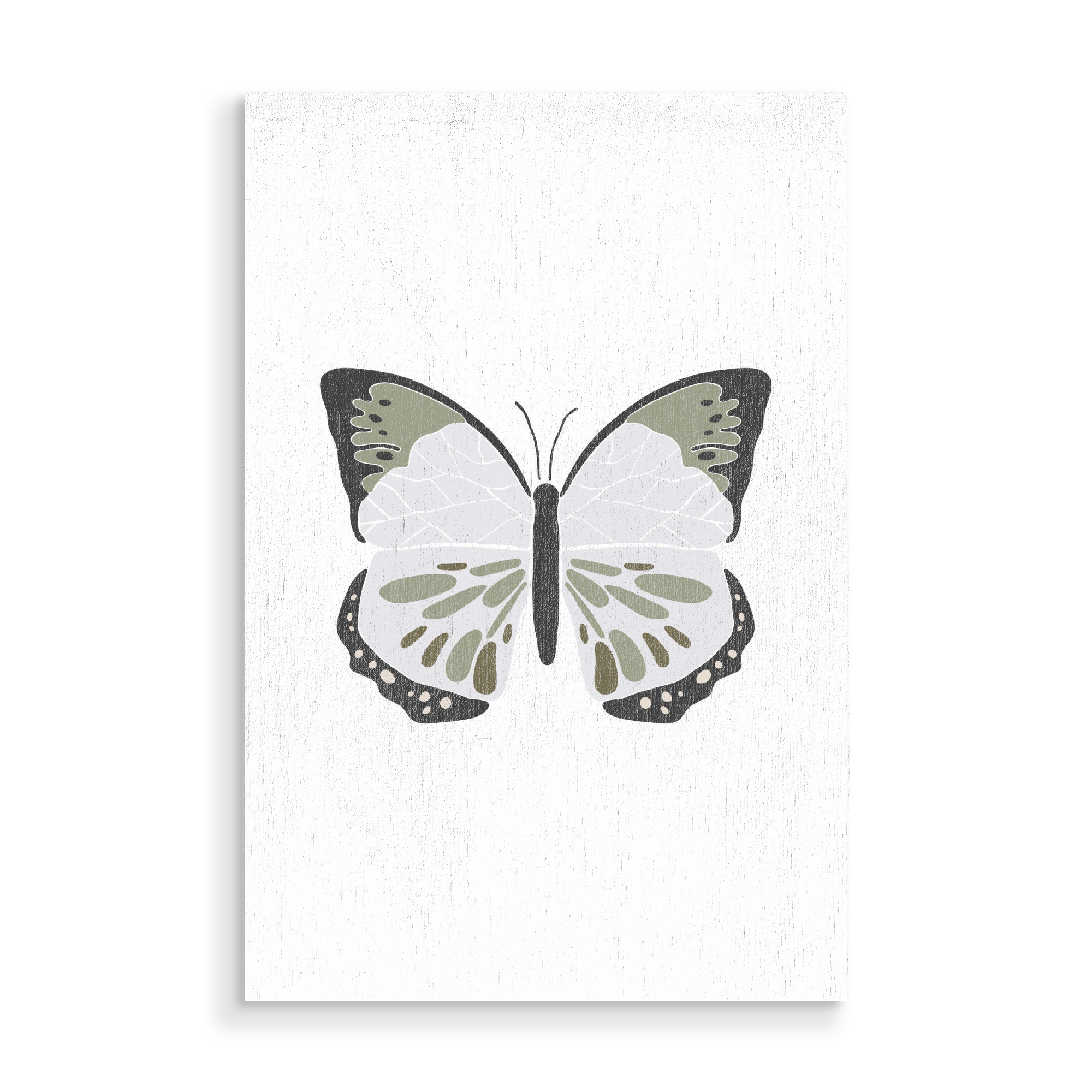 Holzbild "Grünes Schmetterlingsinsekt" artboxONE - Tiere - Grün,Schmetterling,Insekt,Tier,Boho,Druckbar,Sommer,Frühling,Kunst