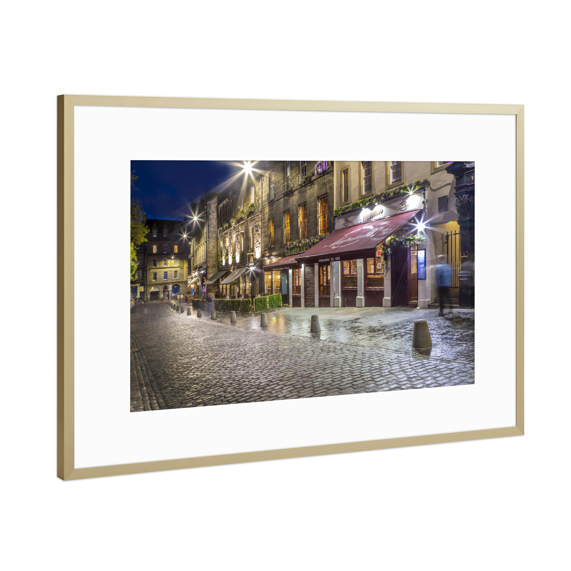 Poster mit Rahmen Gold "EDINBURGH Grassmarket" artboxONE - Städte,Architektur