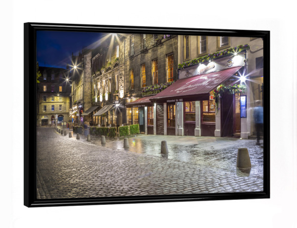 Poster mit schwarzem Rahmen "EDINBURGH Grassmarket" artboxONE - Städte,Architektur