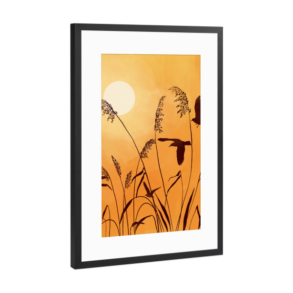 Poster mit Rahmen Schwarz (Metallic) "Cats & Dotz-Serenity Sundown" artboxONE - Natur,Floral,Tiere