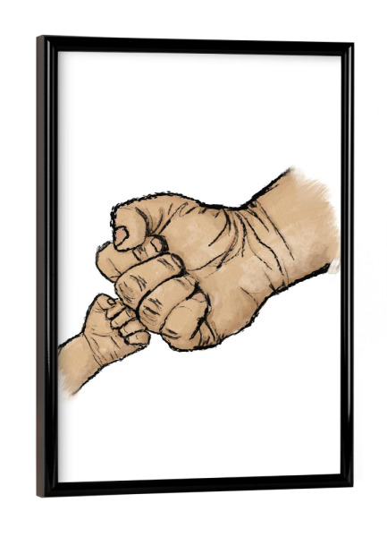 Poster mit schwarzem Rahmen "Vater und Sohn Fäuste" artboxONE - Für Kinder,Menschen,Liebe,Für Papa,Männer