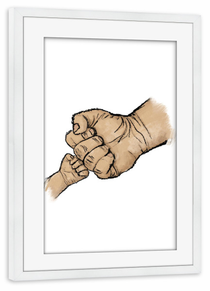 Poster mit Rahmen weiß "Vater und Sohn Fäuste" artboxONE - Für Kinder,Menschen,Liebe,Für Papa,Männer