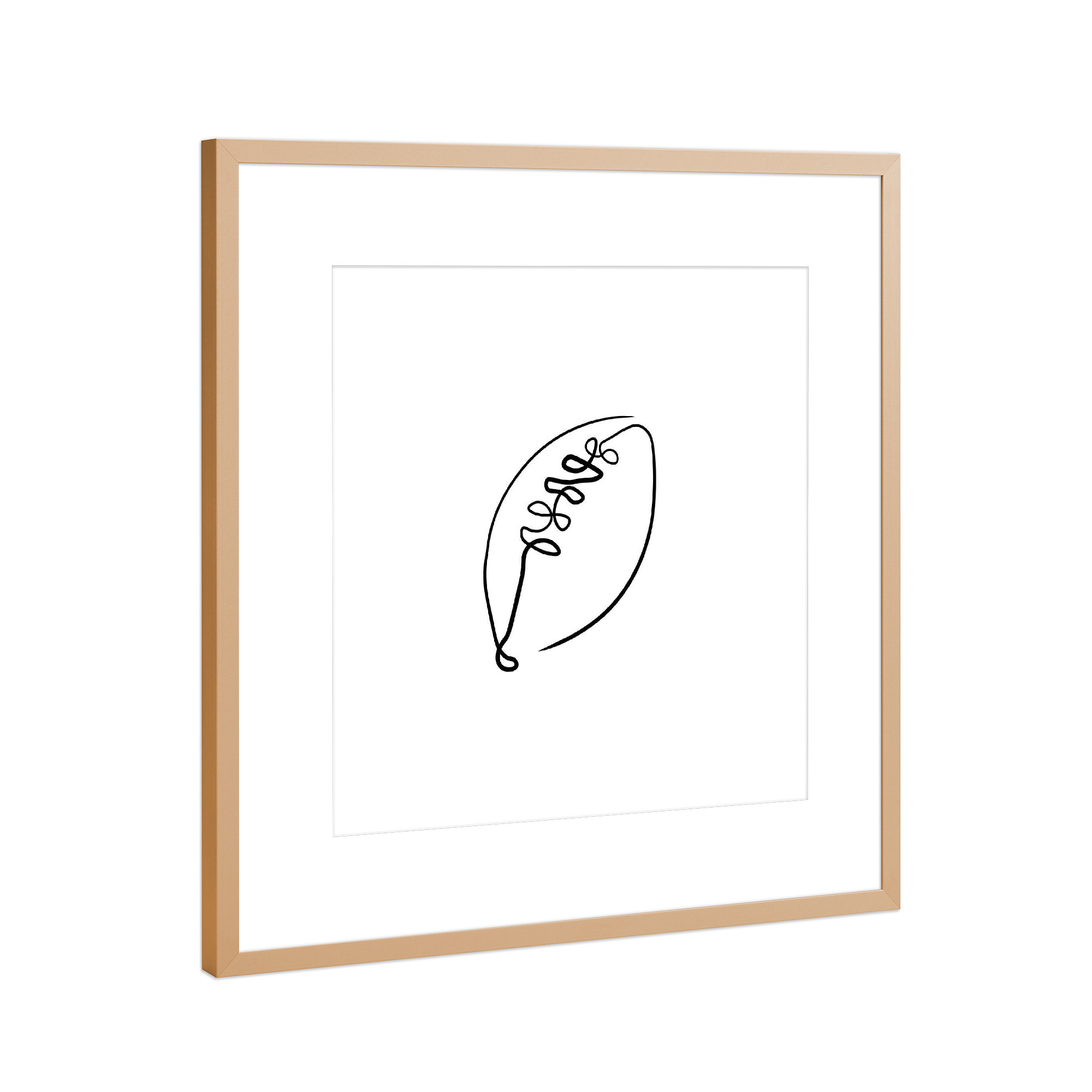 Poster mit Rahmen Kupfer "One line football" artboxONE - Abstrakt,Sport