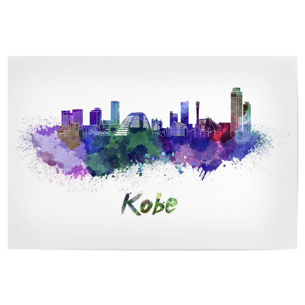Poster "KOBE-Skyline in Aquarell" artboxONE - Städte,Abstrakt,Architektur - Skyline,Denkmäler,Tourismus,Farbe,Stadt,Reise,Aquarell,Kobe