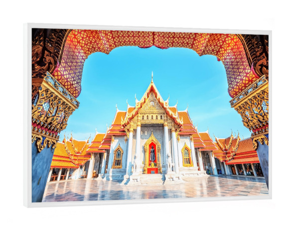 Poster mit weißem Rahmen "Wat Benchamabophit Dusitwanaram" artboxONE - Städte,Reise,Architektur,Reise / Asien,Reise / Länder