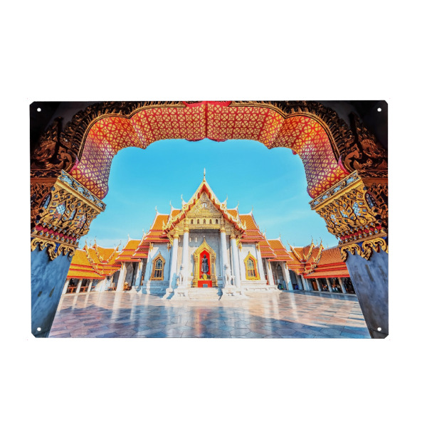 Metall Poster "Wat Benchamabophit Dusitwanaram" artboxONE - Städte,Reise,Architektur,Reise / Asien,Reise / Länder