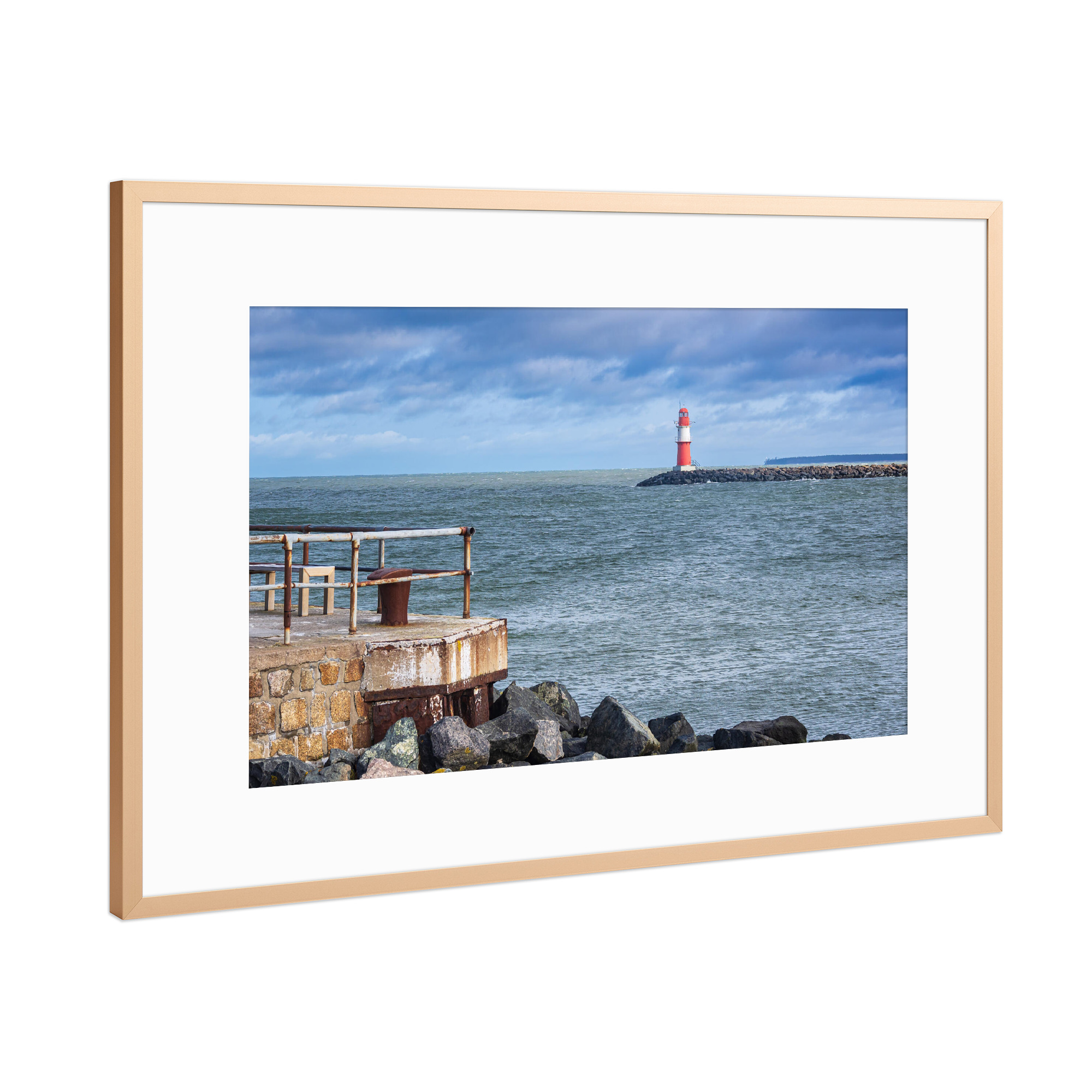 Poster mit Rahmen Kupfer "Blick auf die Ostmole" artboxONE - Natur,Reise,Architektur,Reise / Strand und Meer