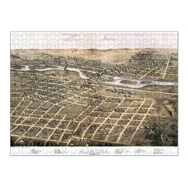 Puzzle Ravensburger "Vintage Illinois-Karte" artboxONE - Kartografie - Karte,Plan,Jahrgang,Antik,Retro,Alt,Karten,Karte der welt,Illustration,Illinois