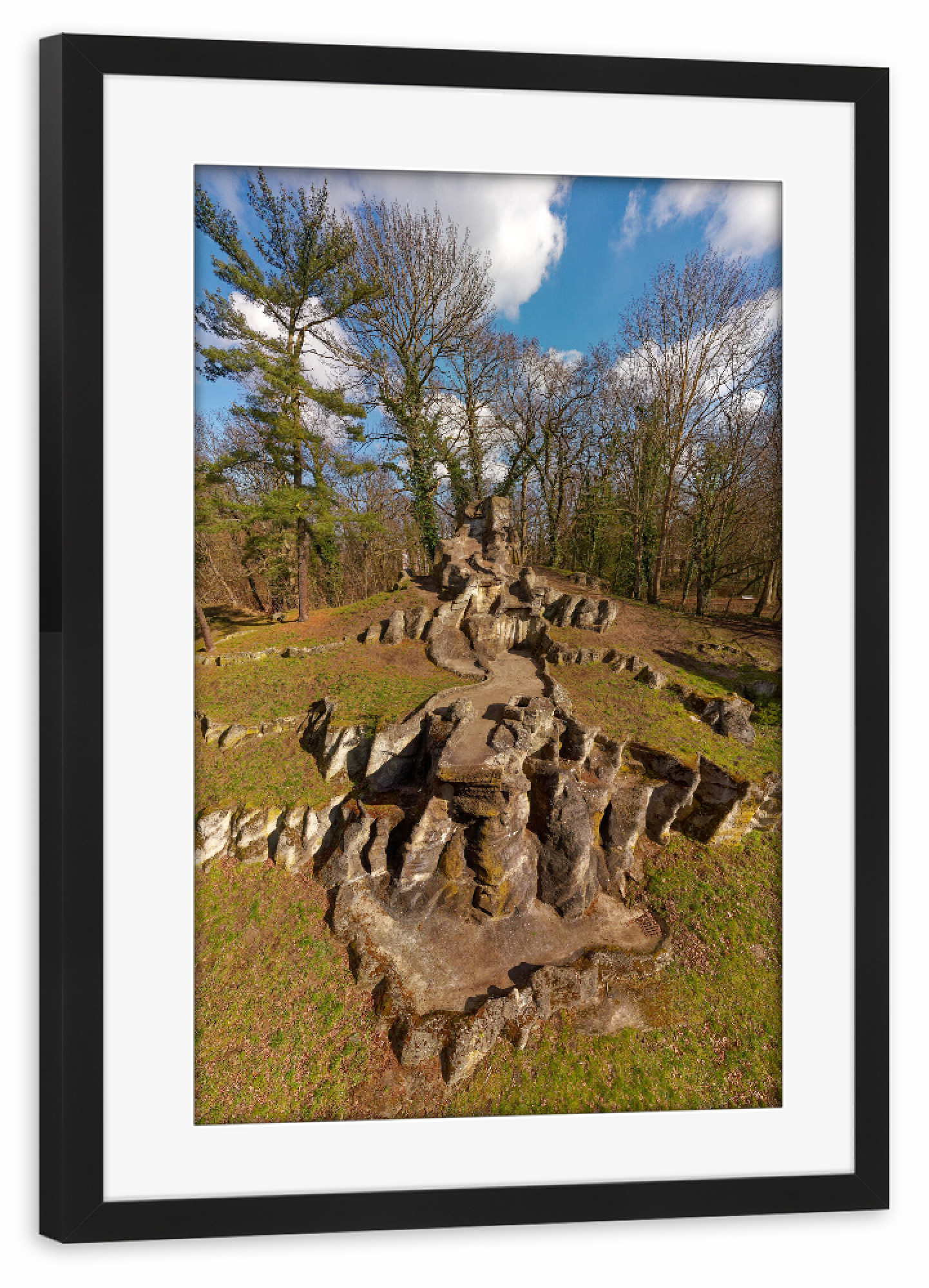 Poster mit Rahmen schwarz "Park Tangerhütte, Wasserfall-Berg" artboxONE - Städte,Natur,Reise,Architektur,Städte / Weitere