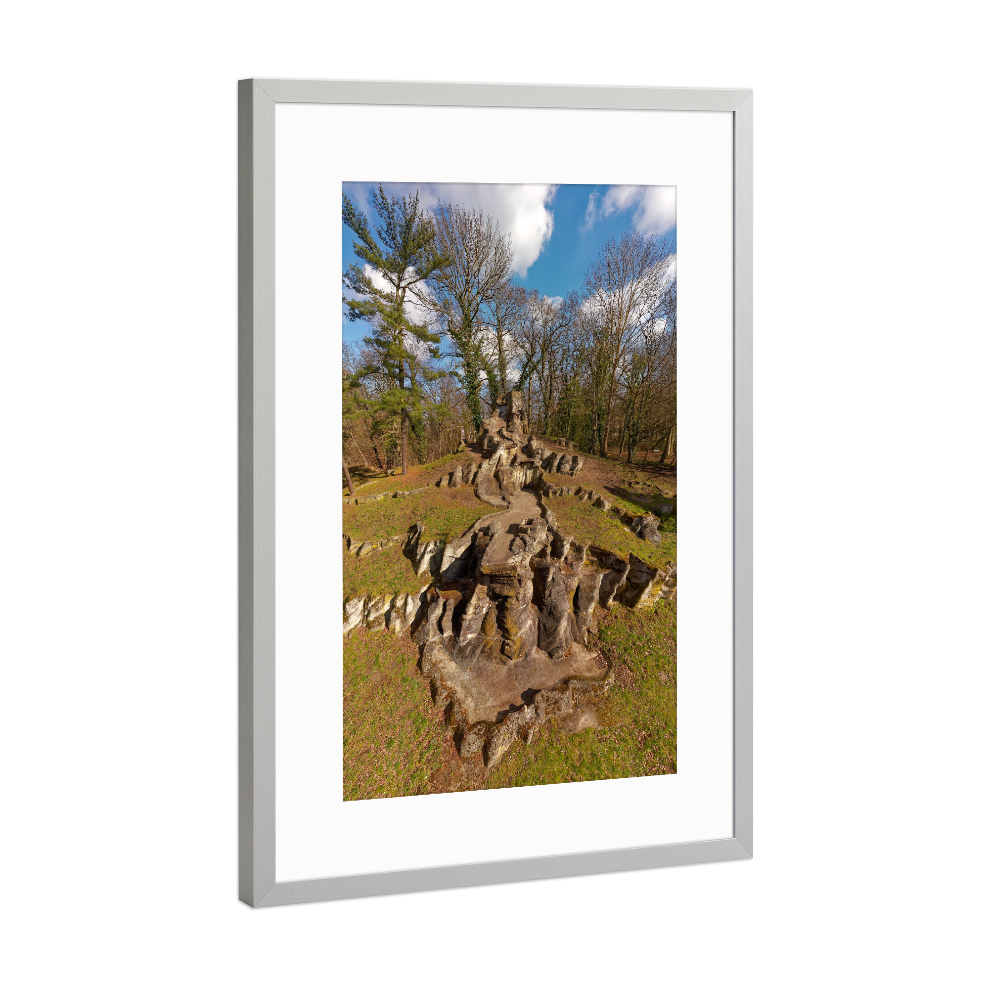 Poster mit Rahmen Silber "Park Tangerhütte, Wasserfall-Berg" artboxONE - Städte,Natur,Reise,Architektur,Städte / Weitere