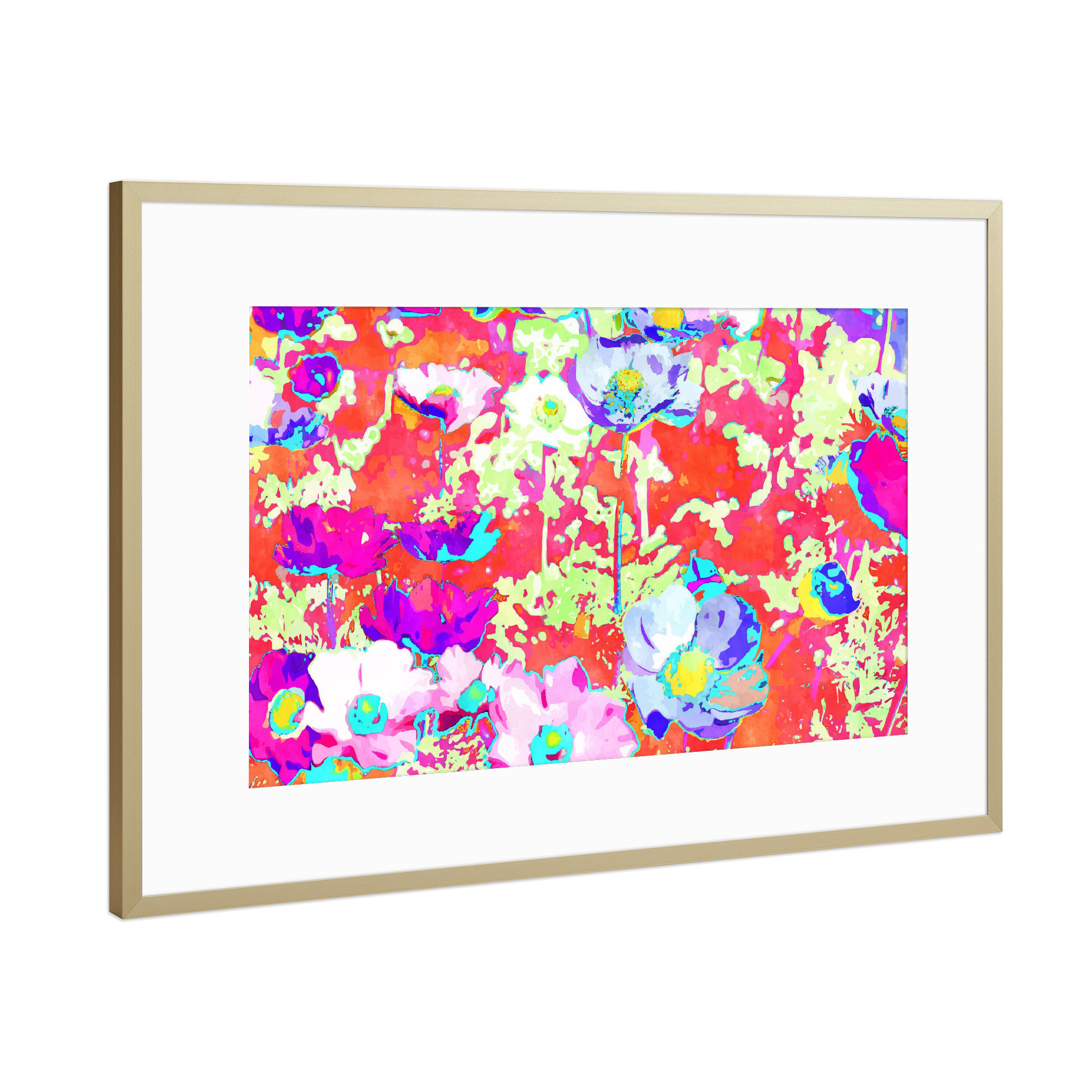 Poster mit Rahmen Gold "Blumige Ekstase" artboxONE - Floral,Abstrakt