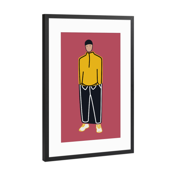 Poster mit Rahmen Schwarz (Metallic) "Hände in den Taschen" artboxONE - Menschen,Fashion - Stil,Mode,Straße,Urban,Mann,Männlich,Hipster,Cool