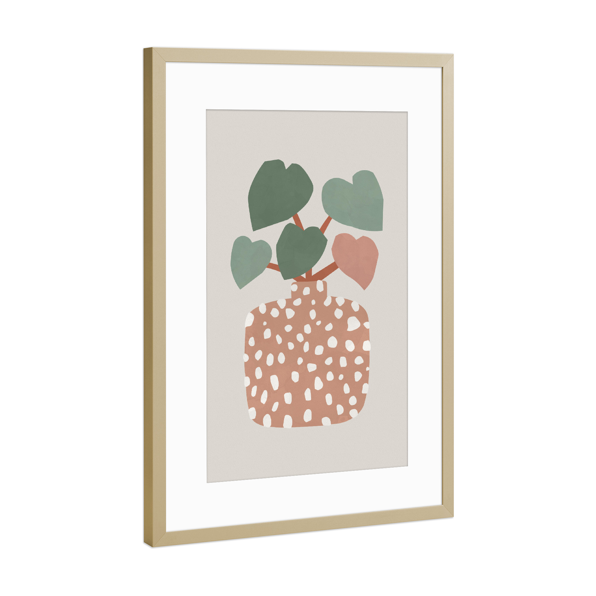 Poster mit Rahmen Gold "Terrazzo & Herzpflanze" artboxONE - Natur,Floral,Abstrakt,Liebe,Arcadia