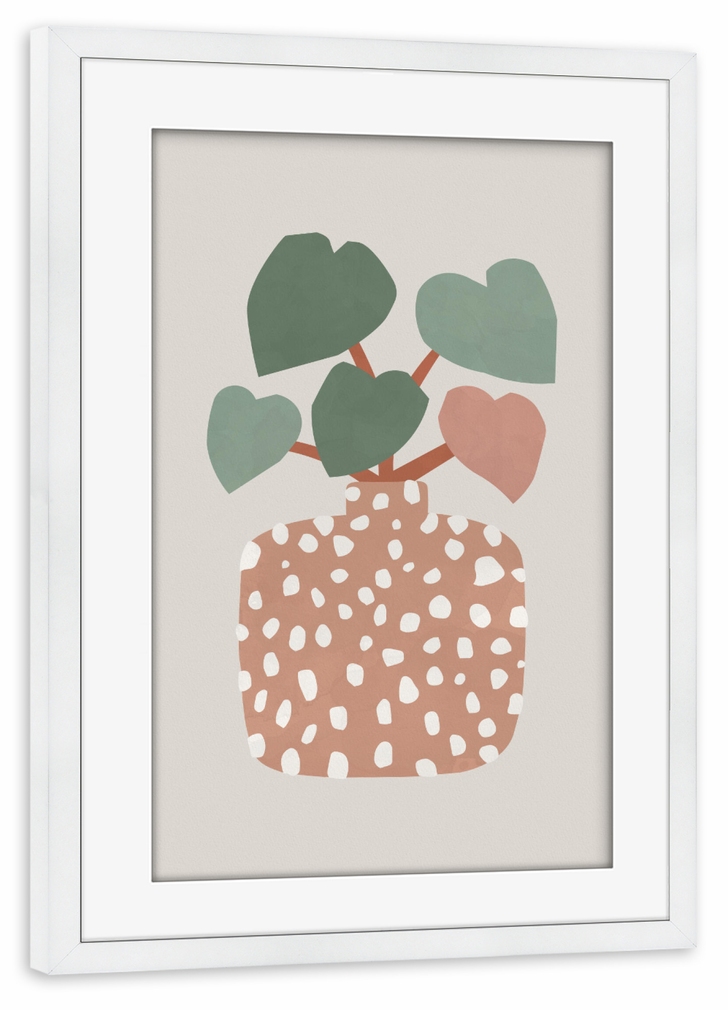 Poster mit Rahmen weiß "Terrazzo & Herzpflanze" artboxONE - Natur,Floral,Abstrakt,Liebe,Arcadia