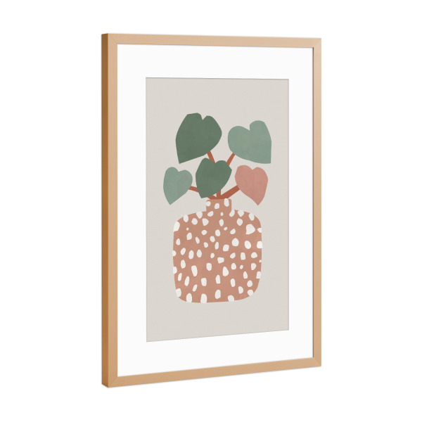 Poster mit Rahmen Kupfer "Terrazzo & Herzpflanze" artboxONE - Natur,Floral,Abstrakt,Liebe,Arcadia