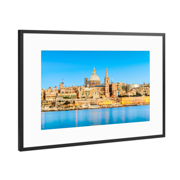 Poster mit Rahmen Schwarz (Metallic) "Valletta-Skyline, Malta" artboxONE - Städte,Reise,Architektur