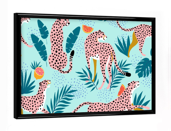Poster mit schwarzem Rahmen "Geparden im Grapefruithain" artboxONE - Für Kinder,Tiere