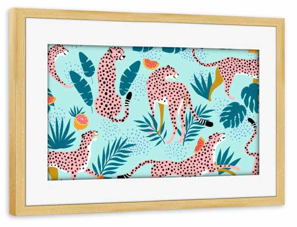 Poster mit Rahmen kiefer "Geparden im Grapefruithain" artboxONE - Für Kinder,Tiere