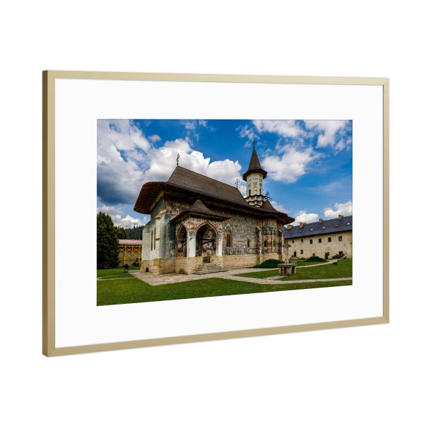 Poster mit Rahmen Gold "Moldauklöster in der Bukowina" artboxONE - Architektur - Rumänien,Kloster,Moldau,Moldauklöster,Religion,Orthodox,Bukowina