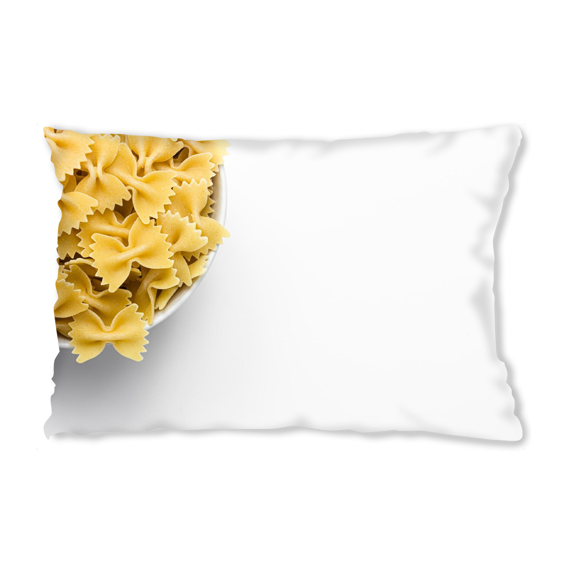 Design-Kissen "Farfalle - halb" artboxONE - Essen & Trinken - Nudeln,Essen,Food,Pasta,Küche,Mahlzeit,Weiß,Minimalistisch,Fotografie