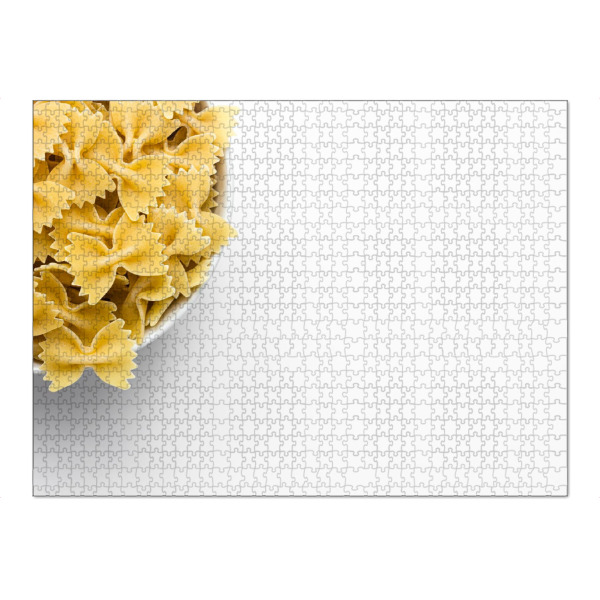 Puzzle Ravensburger "Farfalle - halb" artboxONE - Essen & Trinken - Nudeln,Essen,Food,Pasta,Küche,Mahlzeit,Weiß,Minimalistisch,Fotografie
