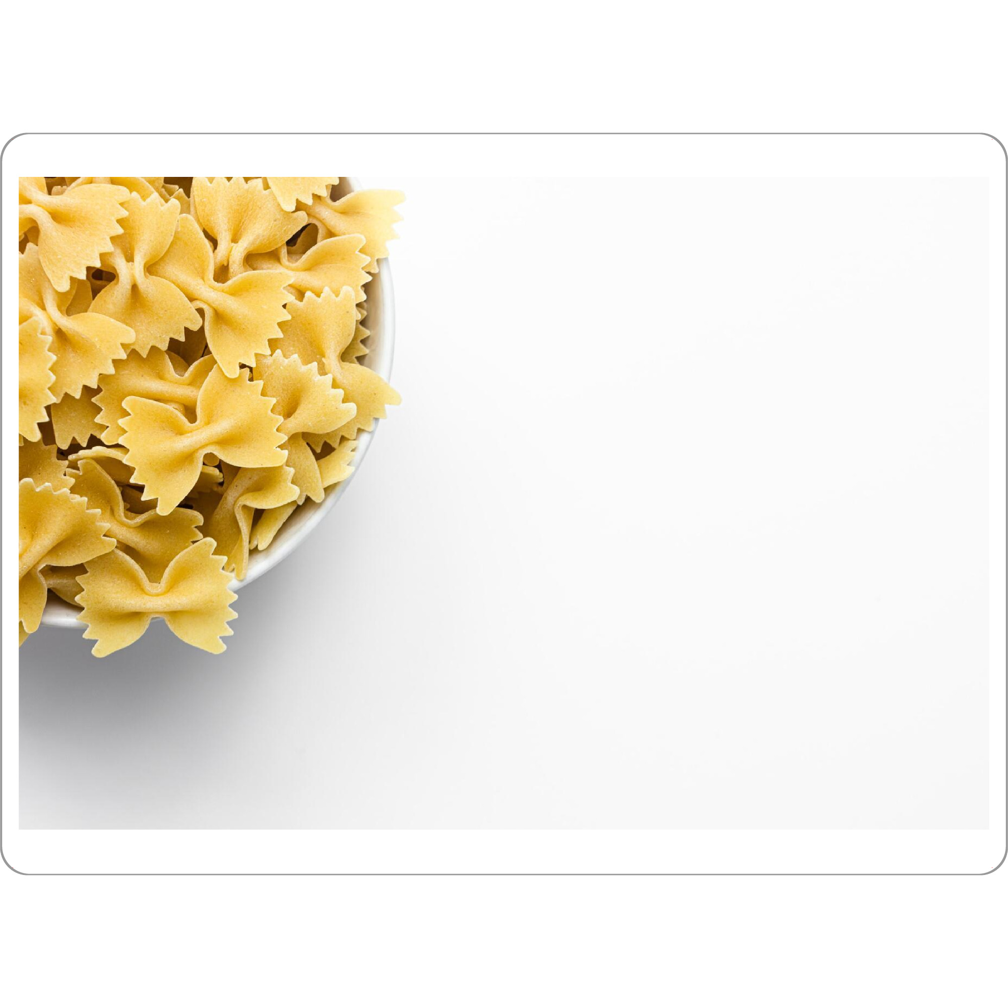 Tischset "Farfalle - halb" artboxONE - Essen & Trinken - Nudeln,Essen,Food,Pasta,Küche,Mahlzeit,Weiß,Minimalistisch,Fotografie - Bild nudeln