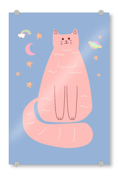 Acrylglasbild "Rosa Katzenkunst" artboxONE - Tiere,Comic,Für Mama - Abstrakte katze,Katzenliebhaber,Katze,Rosa,Kinder,Kinderzimmer