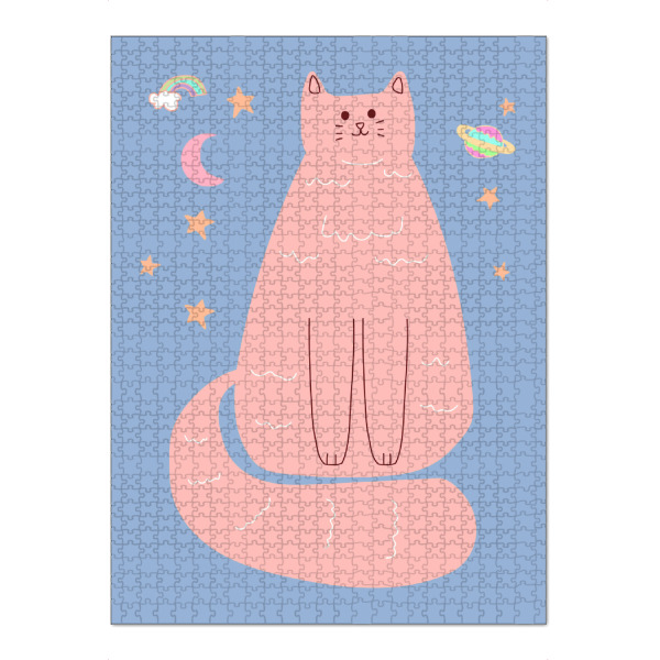 Puzzle Ravensburger "Rosa Katzenkunst" artboxONE - Tiere,Comic,Für Mama - Abstrakte katze,Katzenliebhaber,Katze,Rosa,Kinder,Kinderzimmer