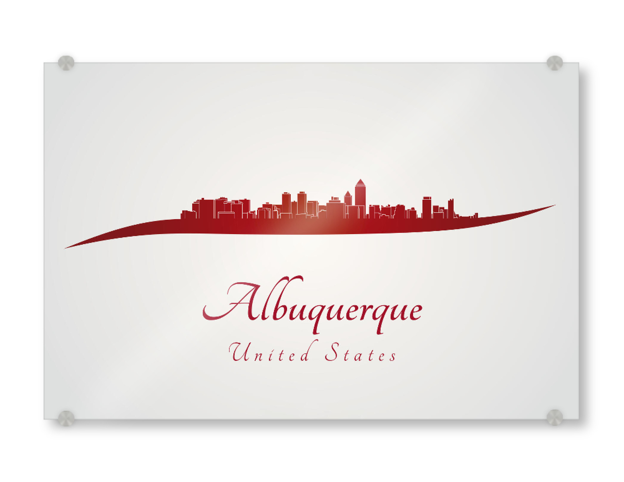 Acrylglasbild "Albuquerque-Skyline im Rot" artboxONE - Städte - Skyline,Stadt,Denkmäler,Metropole,Reise,Tourismus,Geschenk,Souvenir,Rot,Albuquerque