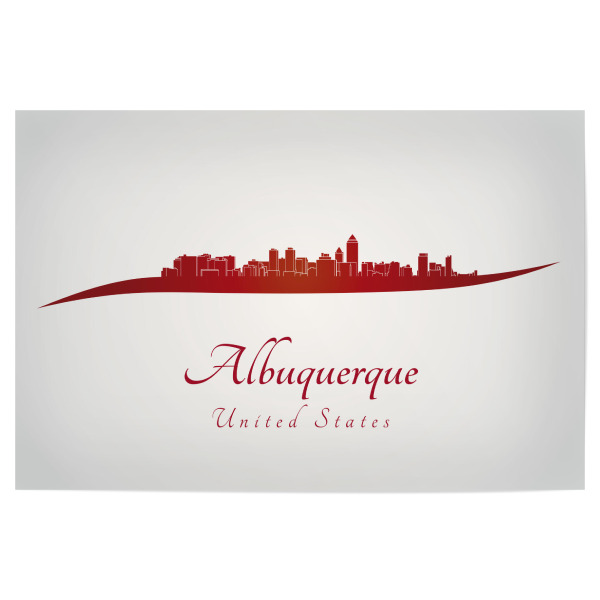 Poster 30x20 cm "Albuquerque-Skyline im Rot" artboxONE - Städte - Skyline,Stadt,Denkmäler,Metropole,Reise,Tourismus,Geschenk,Souvenir,Rot,Albuquerque