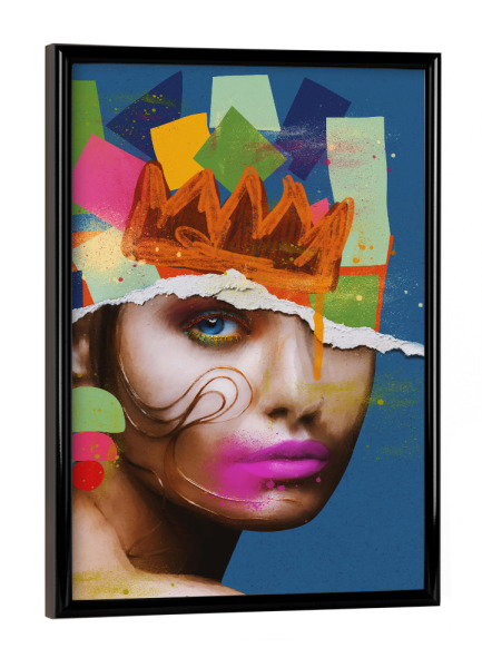 Poster mit schwarzem Rahmen "Blaue abstrakte Königin" artboxONE - Abstrakt,Menschen,Geometrie
