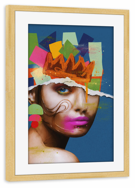 Poster mit Rahmen kiefer "Blaue abstrakte Königin" artboxONE - Abstrakt,Menschen,Geometrie