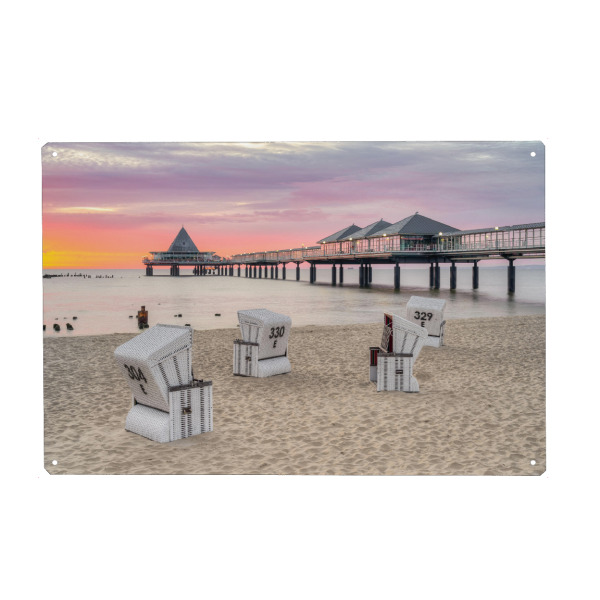 Holzbild "Seebrücke Heringsdorf Usedom" artboxONE - Städte,Architektur,Reise / Strand und Meer