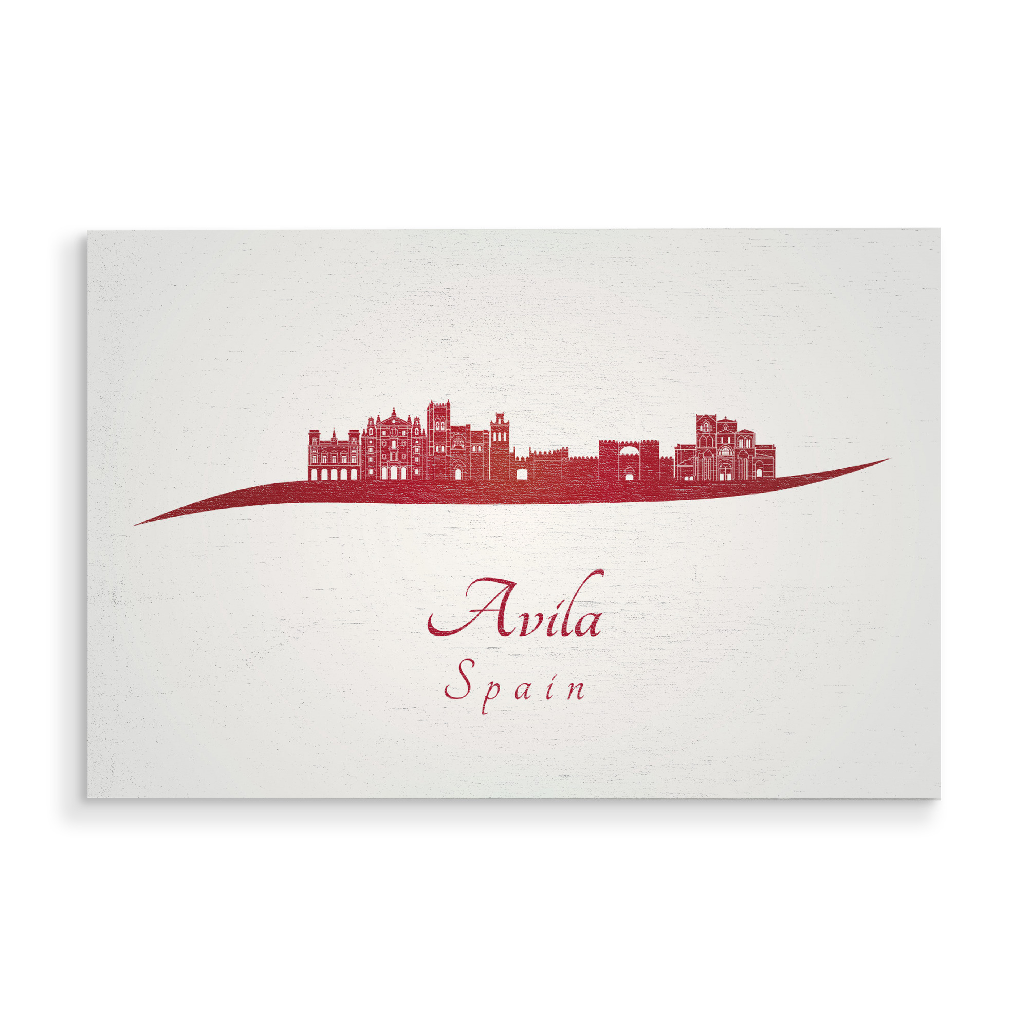 Holzbild "Avila-Skyline in Rot" artboxONE - Städte - Skyline,Stadt,Denkmäler,Metropole,Reise,Tourismus,Geschenk,Souvenir,Rot,Avila