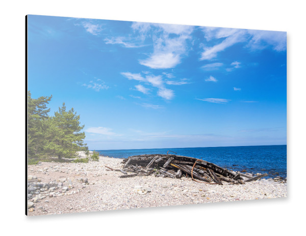 Alu-Dibond "Strand, Wrack, Ostsee" 30x20 cm artboxONE