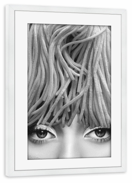 Poster mit Rahmen weiß "Das ist keine Pasta in bw" artboxONE - Essen & Trinken,Abstrakt,Menschen