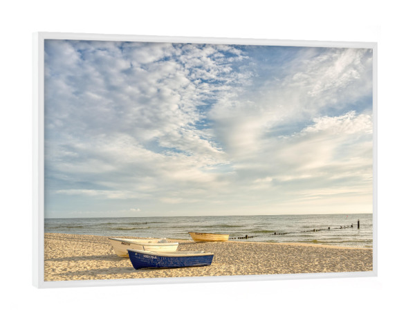Poster mit weißem Rahmen "Fischerboote auf Usedom" artboxONE - Natur,Reise,Reise / Strand und Meer
