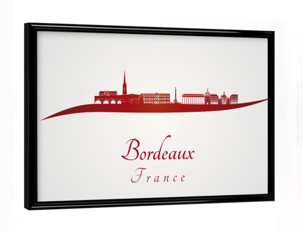 Poster mit schwarzem Rahmen "Bordeaux-Skyline in Rot" artboxONE - Städte,Architektur