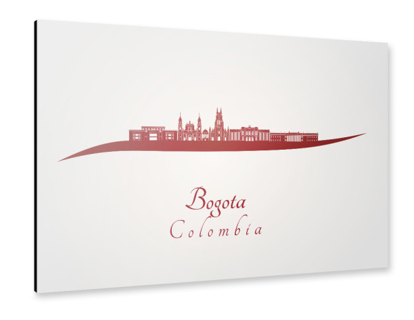 Alu-Dibond "Skyline von Bogota v2 in Rot" 30x20 cm artboxONE