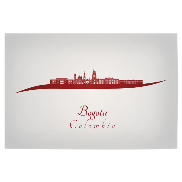 Poster "Skyline von Bogota v2 in Rot" artboxONE - Städte,Architektur - Skyline,Stadt,Reise,Denkmäler,Turm,Metropole,Urlaub,Rot,Bogota,Kolumbien