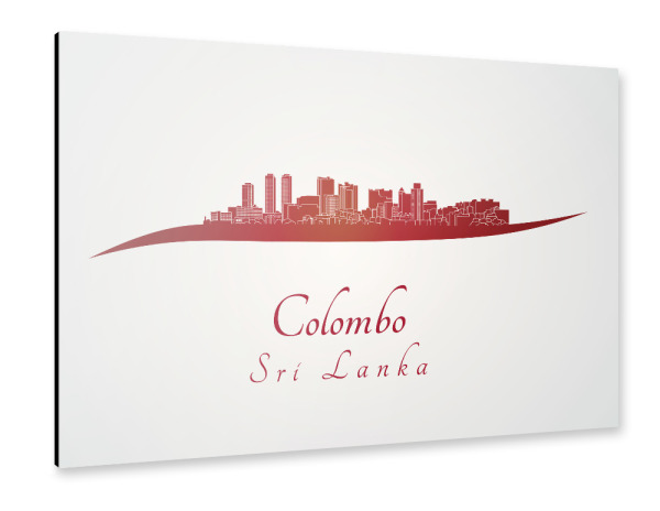 Alu-Dibond "Colombo-Skyline im Rot" 30x20 cm artboxONE