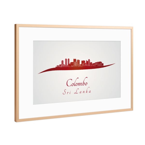 Poster mit Rahmen Kupfer "Colombo-Skyline im Rot" artboxONE - Städte,Architektur