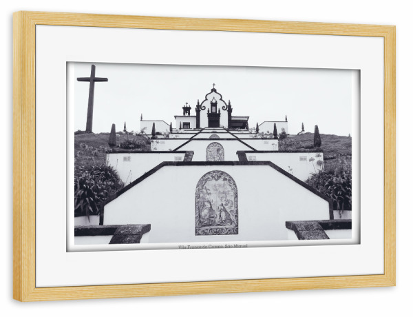 Poster mit Rahmen kiefer "Vila Franca, Azoren" artboxONE - Reise,Schwarzweiß,Architektur,Reise / Strand und Meer,Reise / Länder