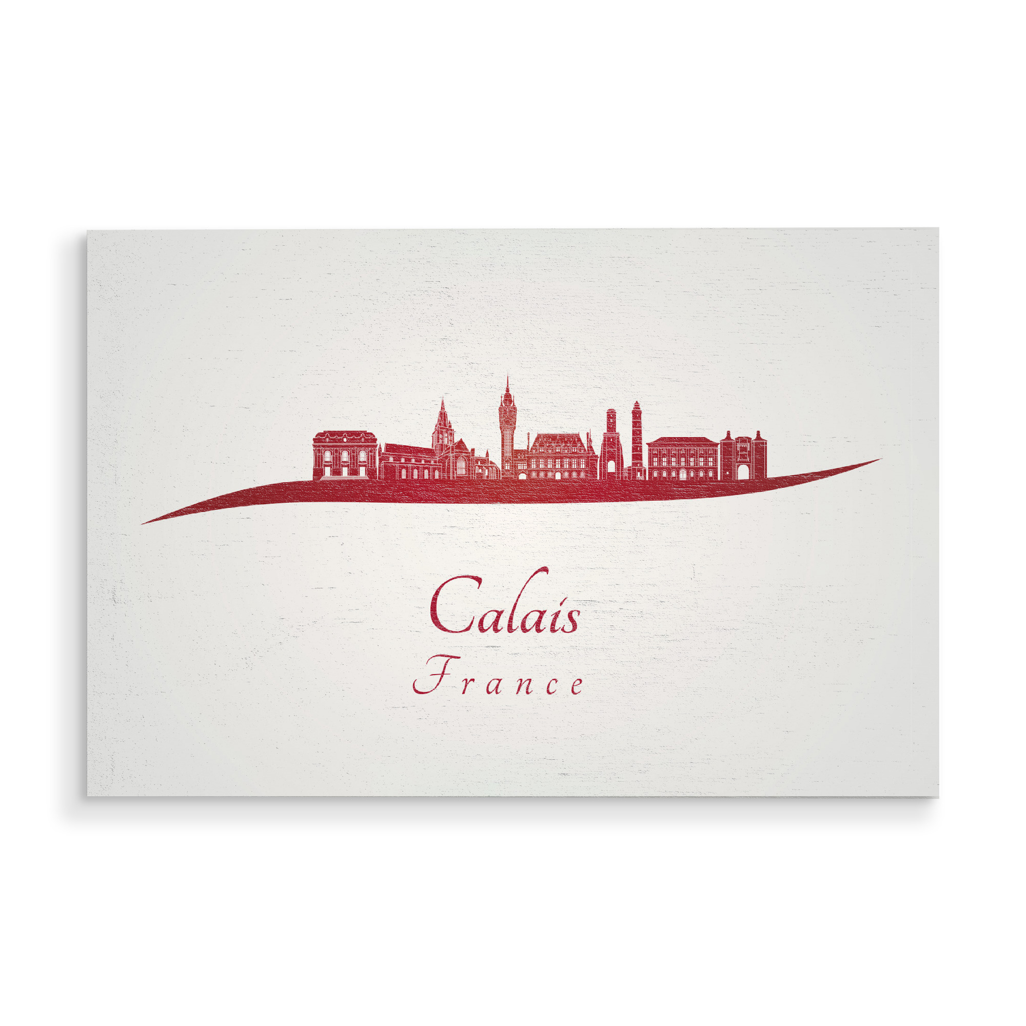 Holzbild "Calais-Skyline in Rot" artboxONE - Städte,Architektur - Skyline,Stadt,Denkmäler,Metropole,Reise,Tourismus,Geschenk,Souvenir,Rot,Calais