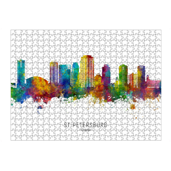artboxONE Puzzle "St Petersburg Florida Skyline txt" artboxONE - Städte - St petersburg,Florida,Skyline,Stadtbild,Stadtbild,Aquarell,Malerei