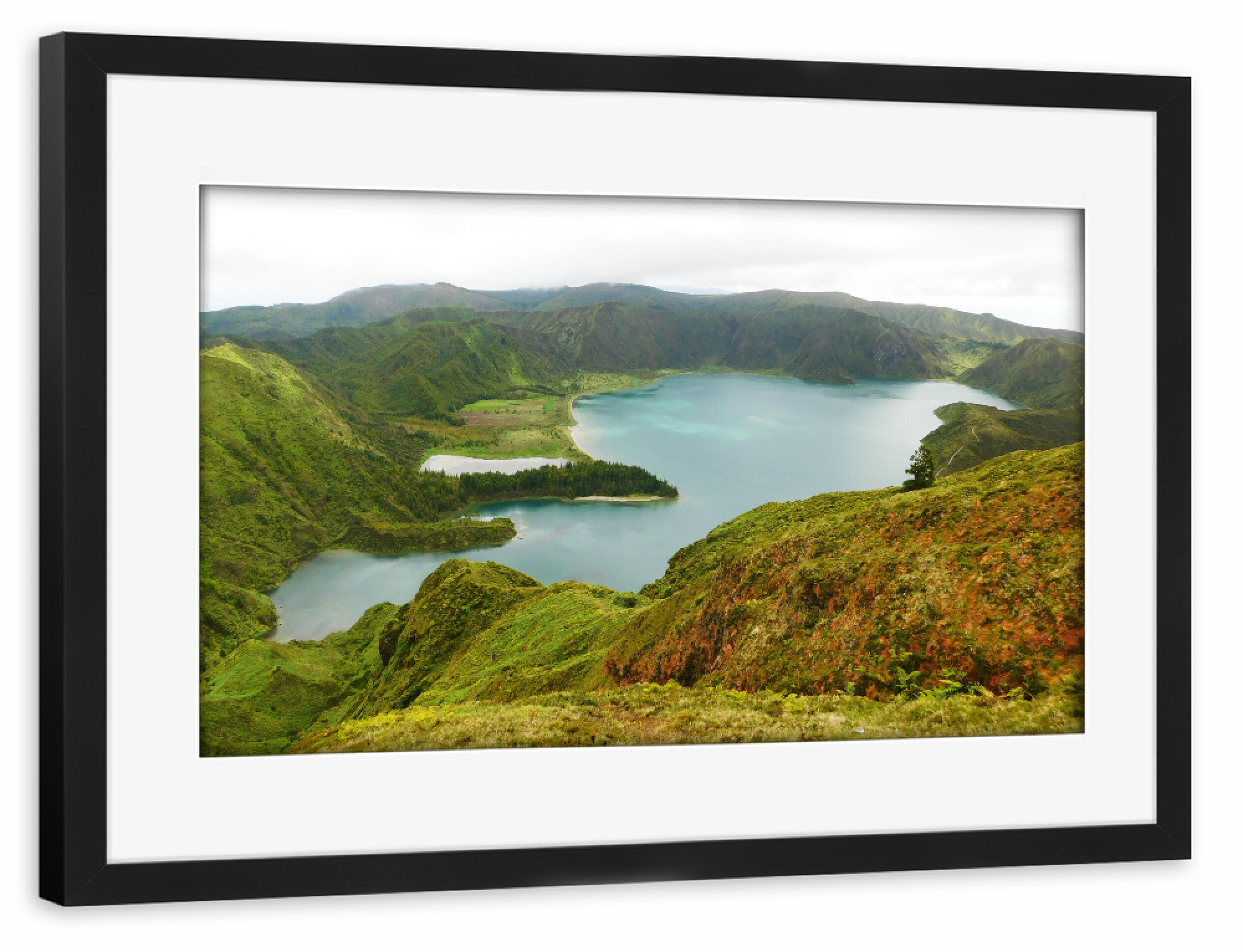 Poster mit Rahmen schwarz "Lagoa do Fogo, Sao Miguel" artboxONE - Natur,Reise / Strand und Meer,Reise / Länder