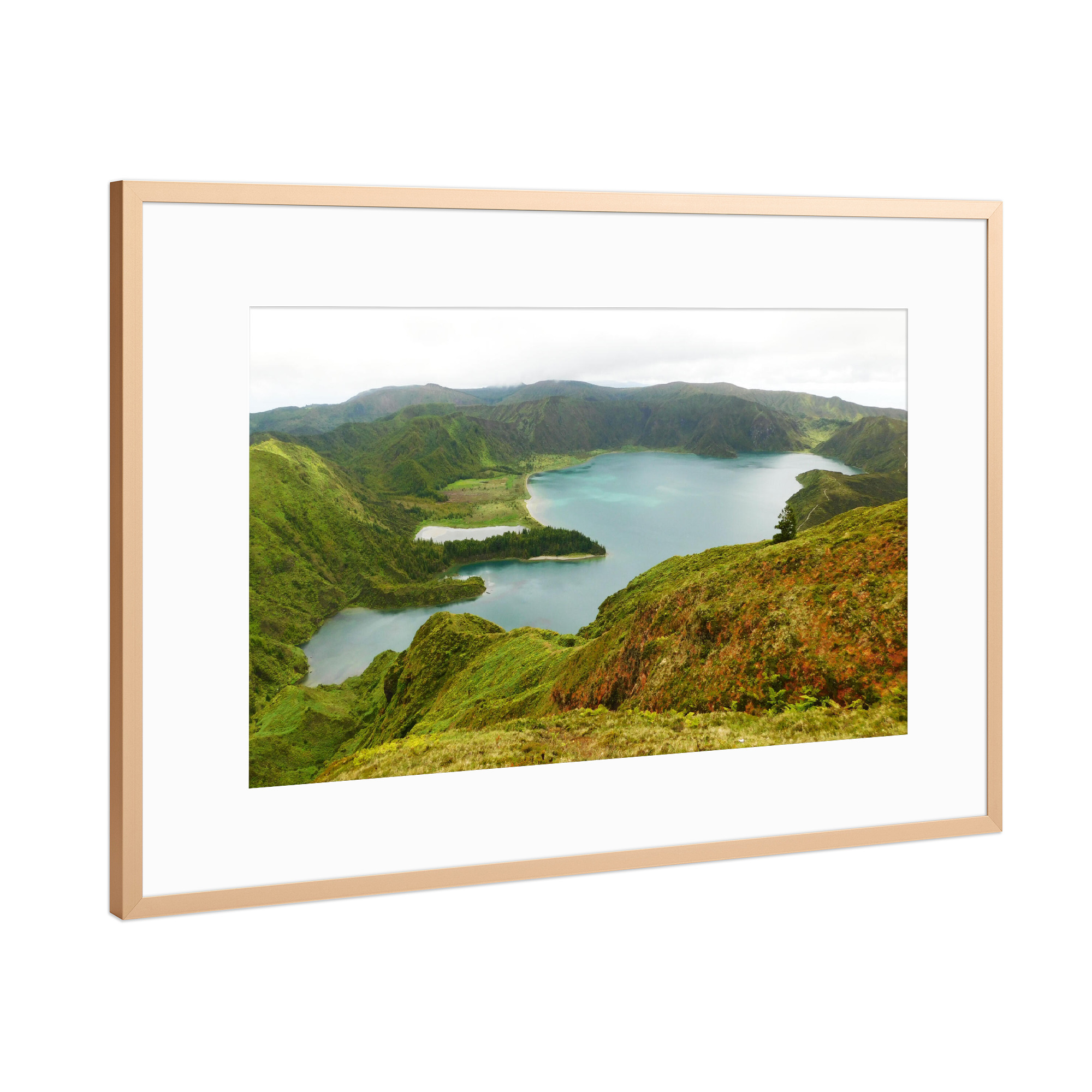 Poster mit Rahmen Kupfer "Lagoa do Fogo, Sao Miguel" artboxONE - Natur,Reise / Strand und Meer,Reise / Länder