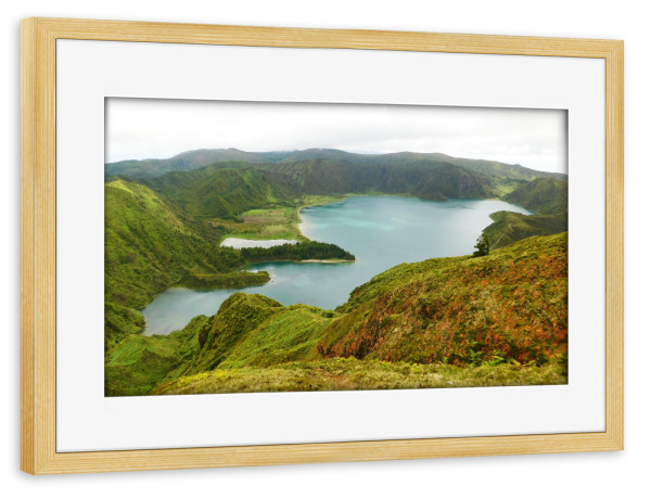 Poster mit Rahmen kiefer "Lagoa do Fogo, Sao Miguel" artboxONE - Natur,Reise / Strand und Meer,Reise / Länder