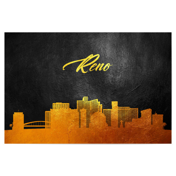 Poster "Reno Nevada Gold-Skyline" artboxONE - Städte - Reno,Nevada,Gold,Skyline,Stadt
